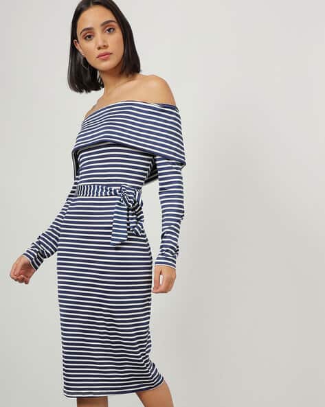 navy blue and white bodycon dress Short Tight Strappy-Back Homecoming Dress