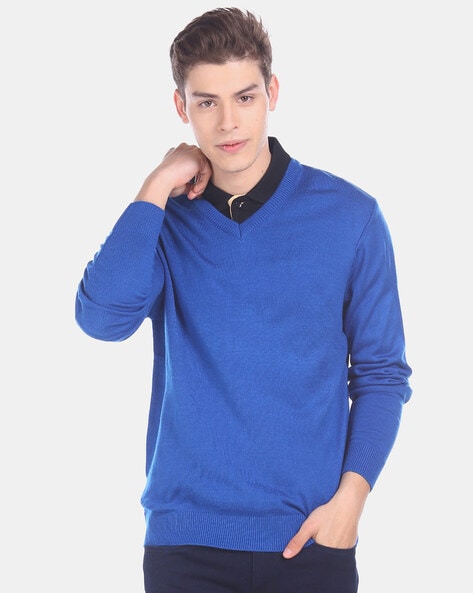 Royal blue pullover on sale sweater