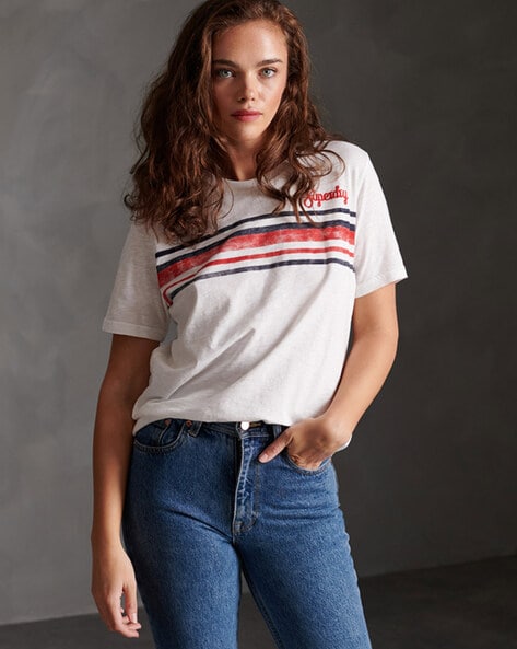 Retro Striped Crew-Neck T-shirt