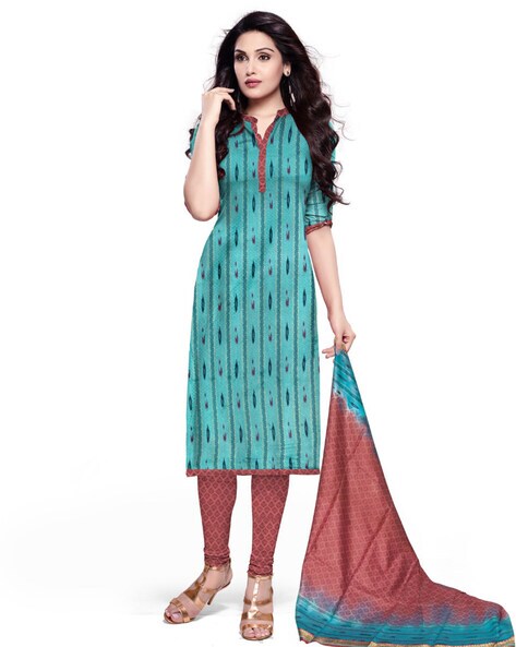 Printed Cotton Unstitched Dress Material Price in India