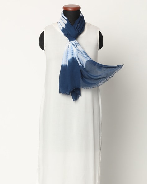 Tie & Dye Scarf with Frayed Hemline Price in India
