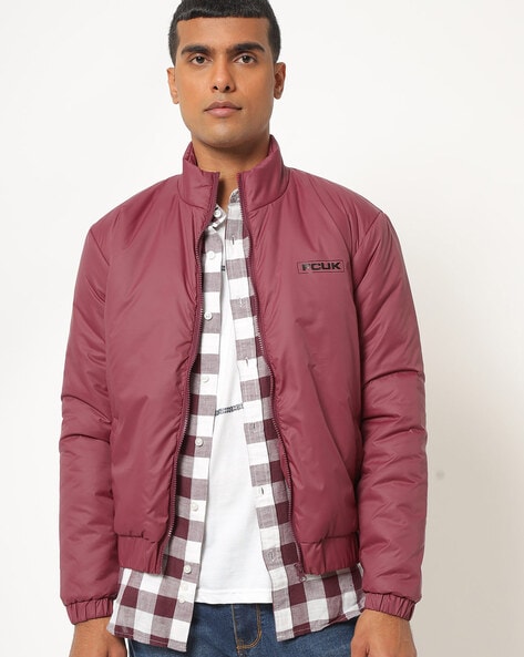 maroon red bomber jacket