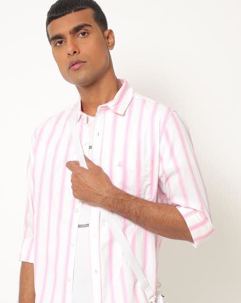 UNITED COLORS OF BENETTON Striped Slim Fit Shirt with Patch Pocket