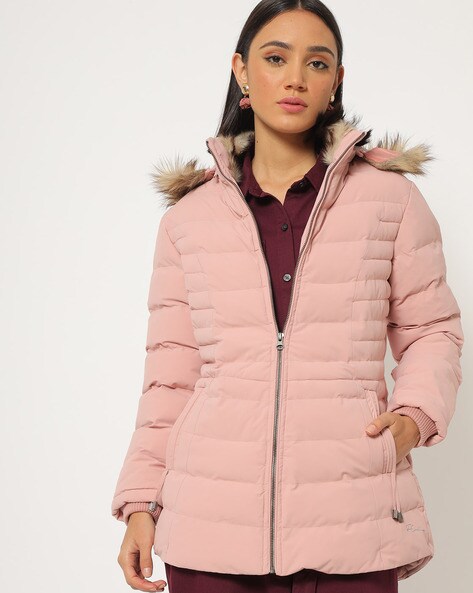 pink jacket fur hood