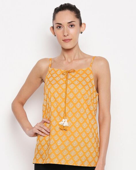 Nituyy Women Backless Crop Top Vintage Tie Up Spaghetti Strap Camisole  Summer Cute Mini Vest E-Girl Streetwear