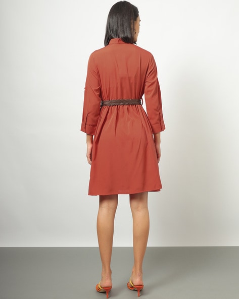 rust shirt dress