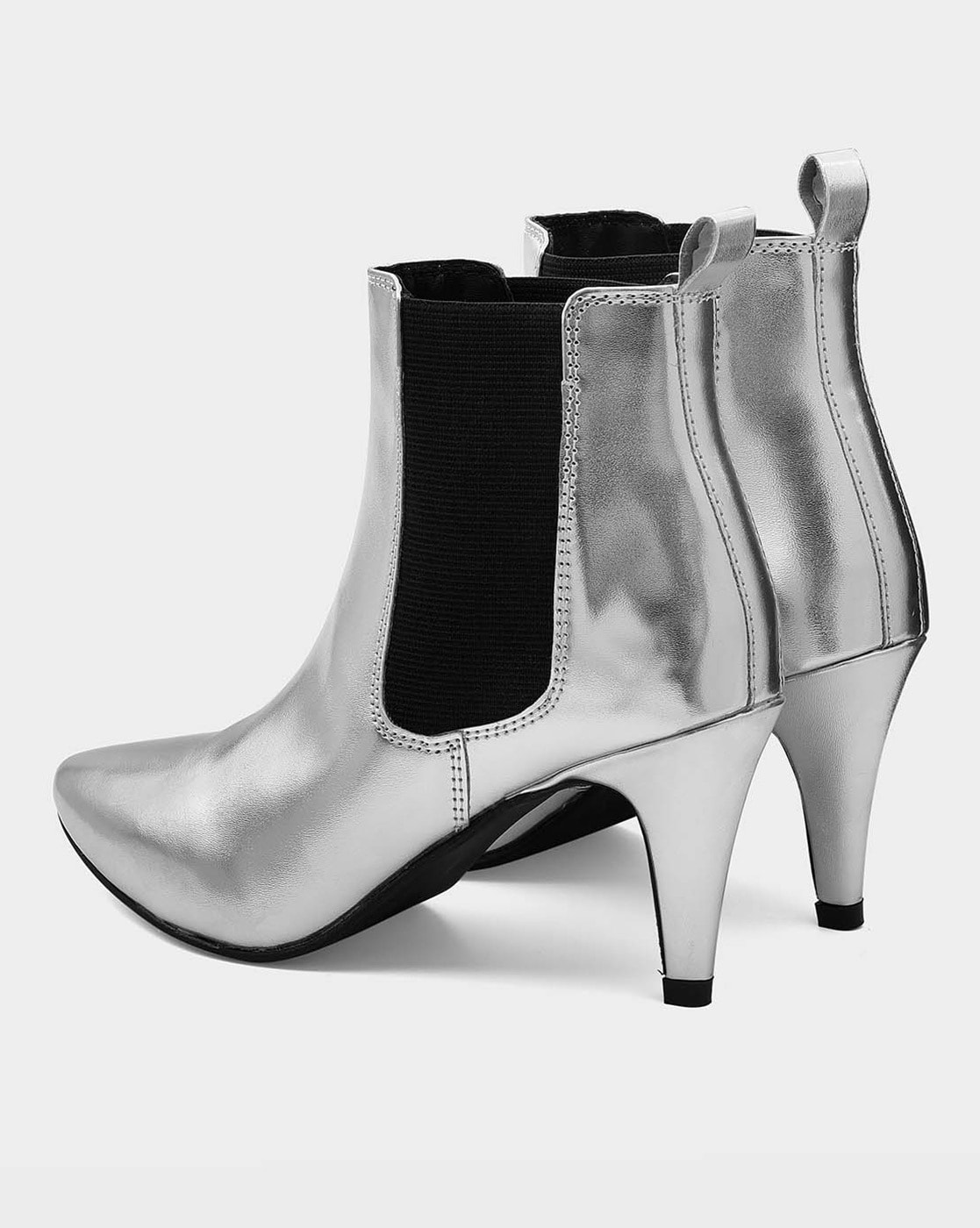 flat silver ankle boots