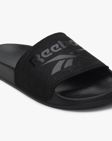 Reebok black slides new arrivals