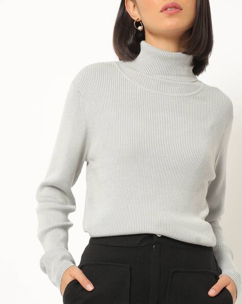 Ribbed Turtle-Neck Sweater
