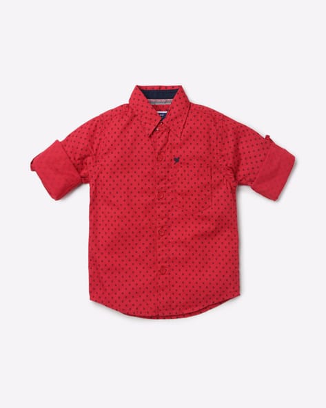 Dot Print Shirt with Patch Pocket