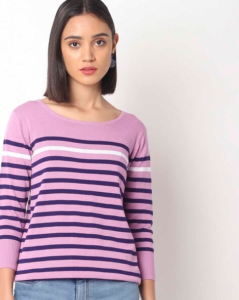 Teamspirit Striped Round-Neck Pullover