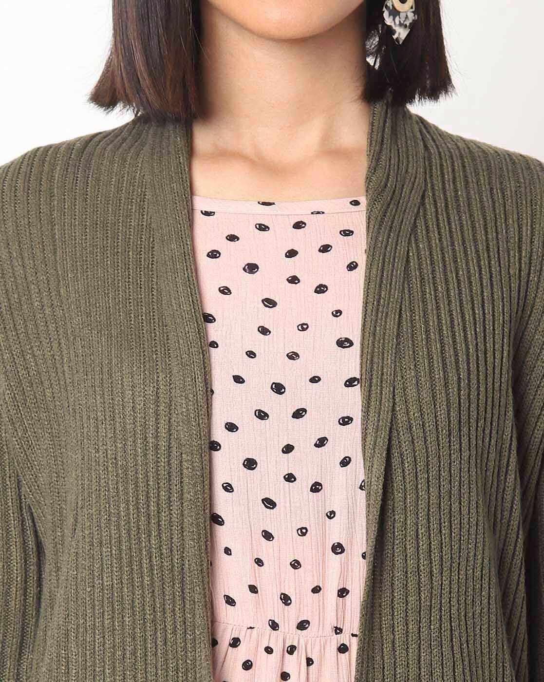 olive green long shrug