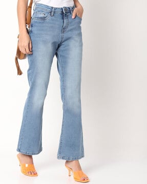 medium wash bootcut jeans