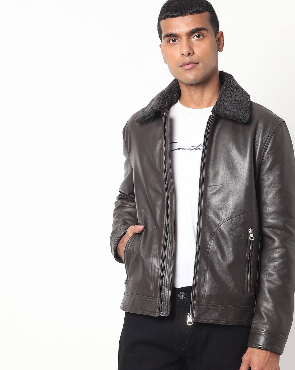 justanned leather jacket