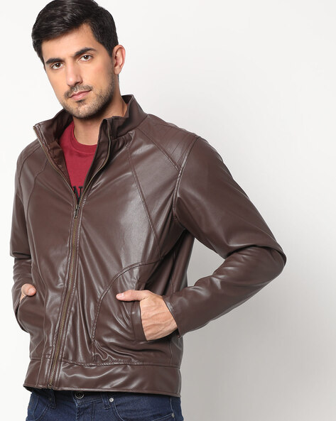 WROGN Tan Leather Jacket in Amritsar at best price by Shoppers Stop (Alpha  One Mall) - Justdial