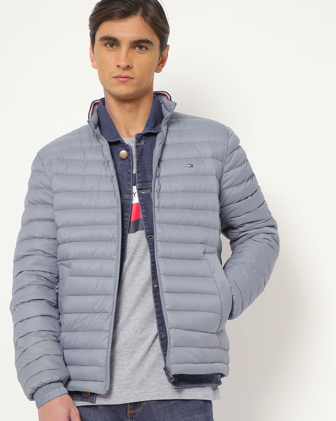 trådløs New Zealand værtinde Buy Grey Jackets & Coats for Men by TOMMY HILFIGER Online | Ajio.com