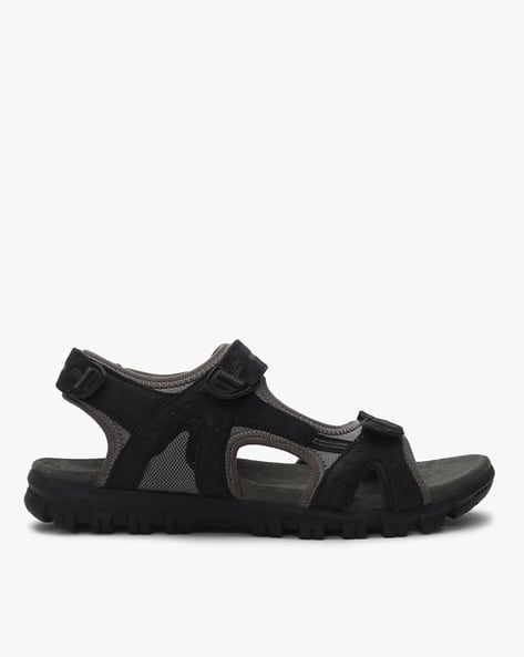 Wood men sandals, black, 42