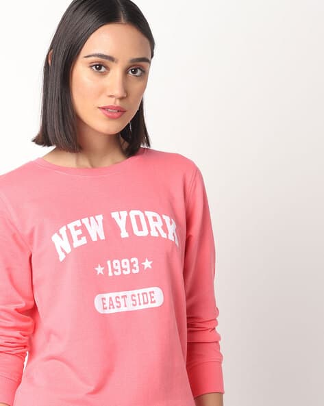 Buy Coral Sweatshirt u0026 Hoodies for Women by DNMX Online | Ajio.com