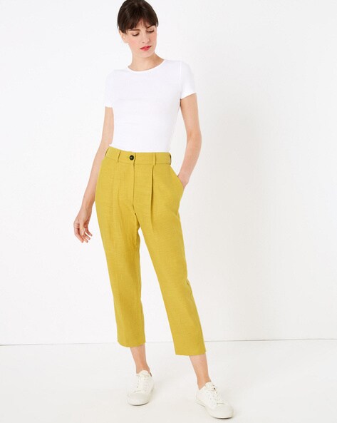 Wide leg yellow trousers Zara  Vinted