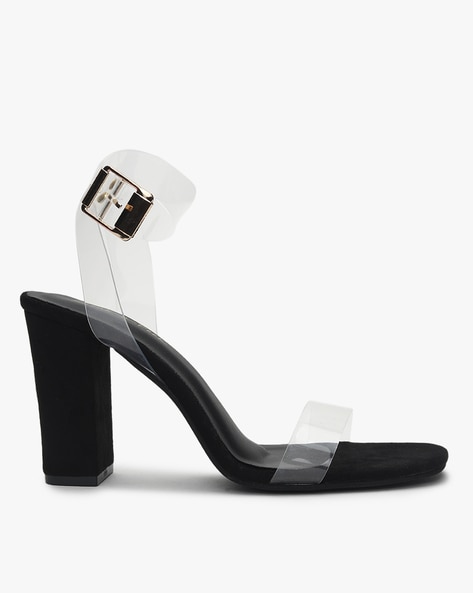 Clear and black online sandals