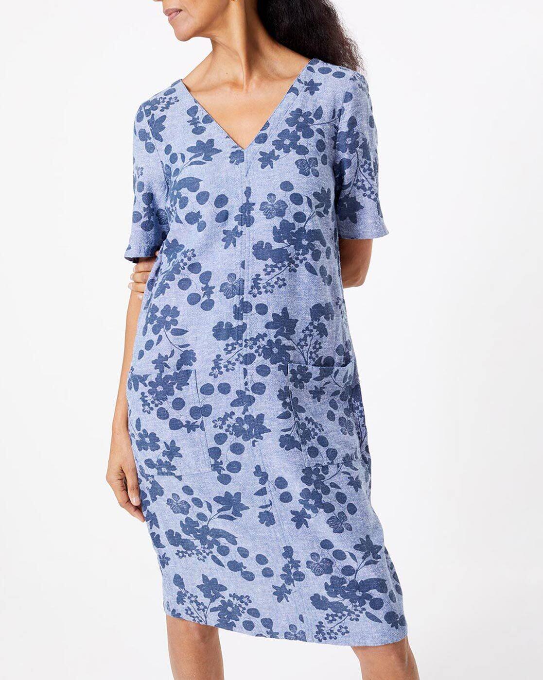 M&s blue floral dress Clearance