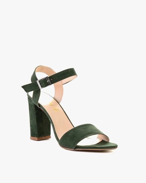 Olive green 2024 chunky heels