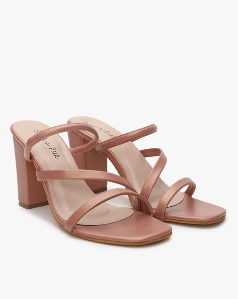 Pink low 2025 block heel sandals