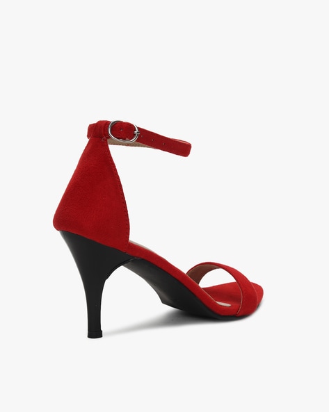 Red suede sandals heels new arrivals