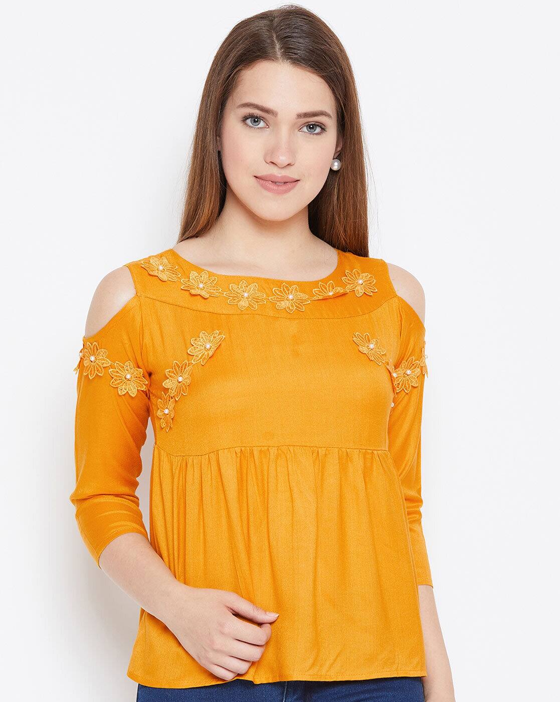 yellow embellished top