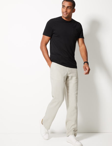 Louis Philippe Formal Trousers  Buy Louis Philippe Men Cream Slim Fit  Solid Flat Front Formal Trousers Online  Nykaa Fashion