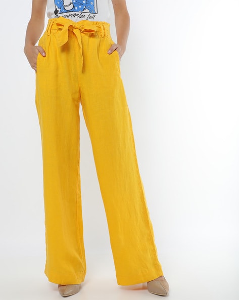 Womens Pants  The Linen Pleated Trousers Mustard