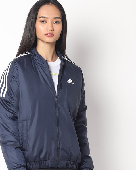 Adidas blue sale womens bomber jacket