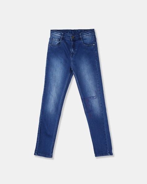 Mid-Rise Washed Jeans