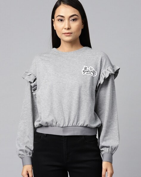 Buy Grey Sweatshirt Hoodies for Women by Hubberholme Online Ajio