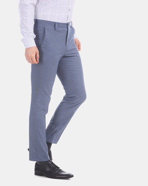 Buy Turtle Men Cotton Grey Self Design Ultra Slim Fit Stretchable Formal  Trousers at Amazon.in