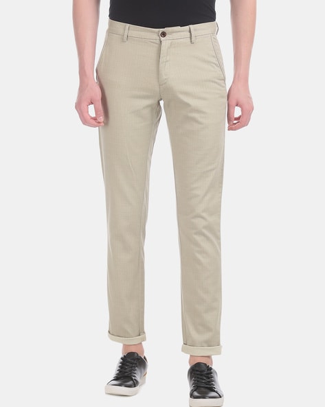 Buy Arrow Sports Grey Chrysler Fit Flat Front Trousers Online