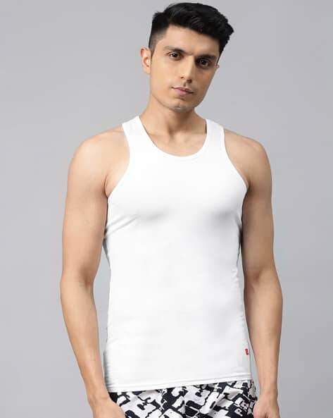 Buy White Vests for Men by Underjeans by Spykar Online