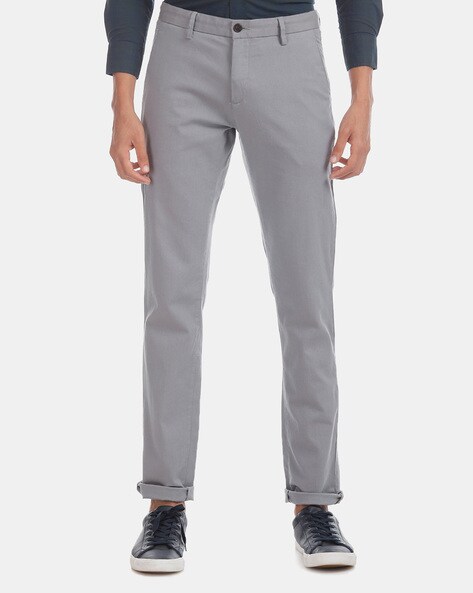 Buy Arrow Sports Men Grey Chrysler Slim Fit Cotton Stretch Solid Casual  Trousers  NNNOWcom