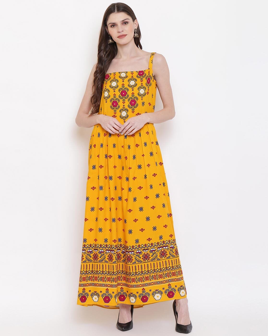 yellow sleeveless gown