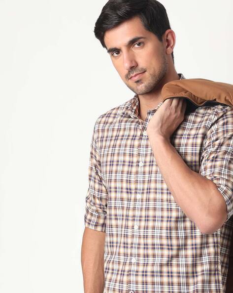 Buy Khaki Shirts for Men by NETPLAY 