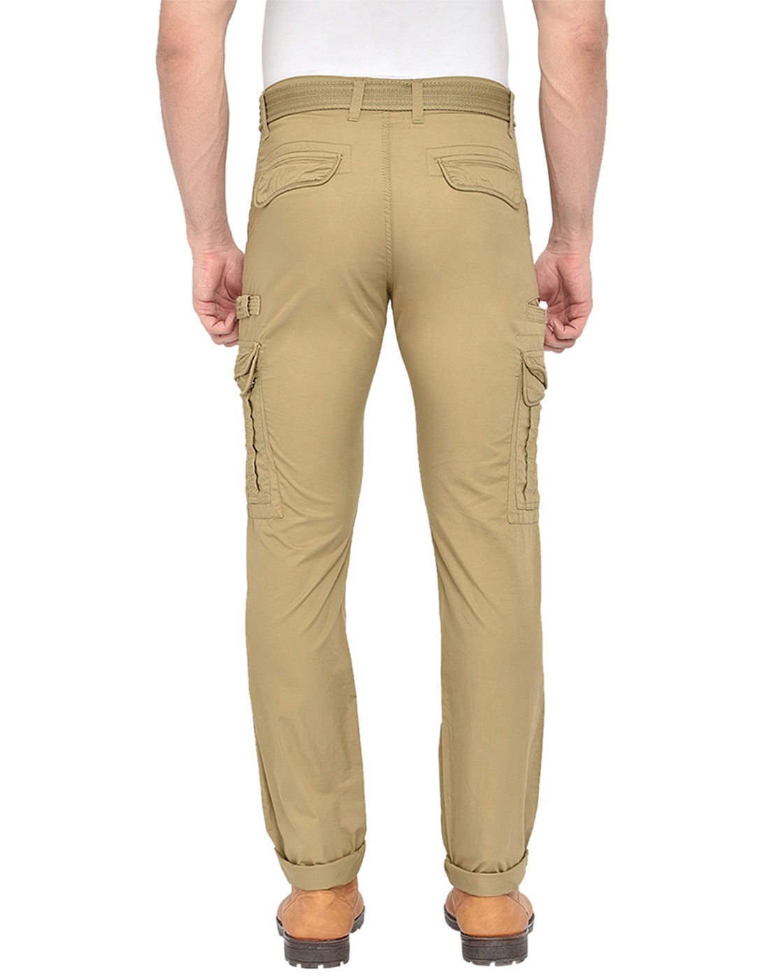 Buy Beevee Men Khaki Regular Fit Solid Cargos - Trousers for Men 3385967 |  Myntra