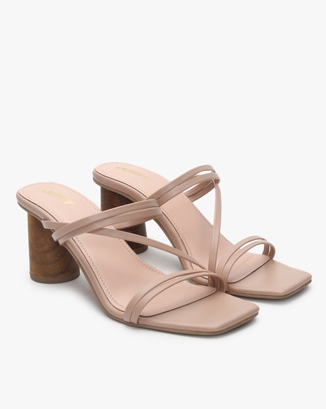 Nude leather block discount heels