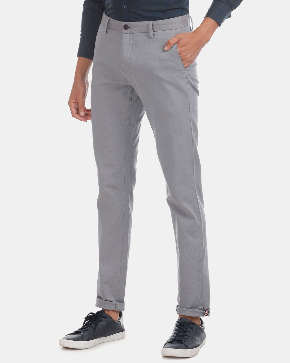 Allen Solly Fit Cotton Checkered Trousers for Men - MountCart