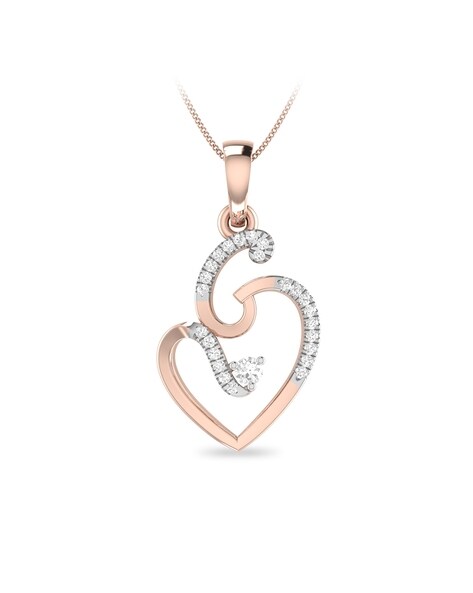 Diamond Heart Chain Necklace in Rose Gold | Saratti