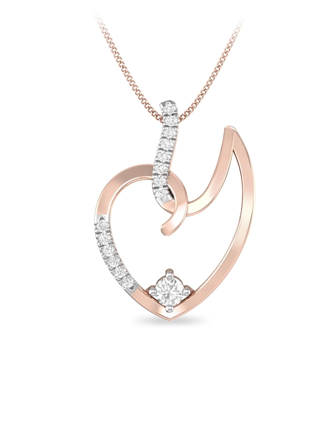 Twin Rosy Heart Diamond Pendant
