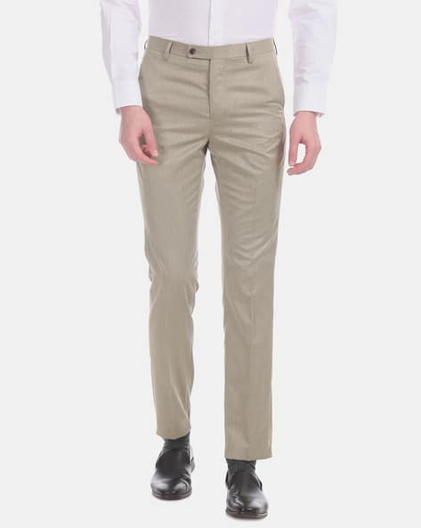 Tapered Fit Patterned Formal Trousers
