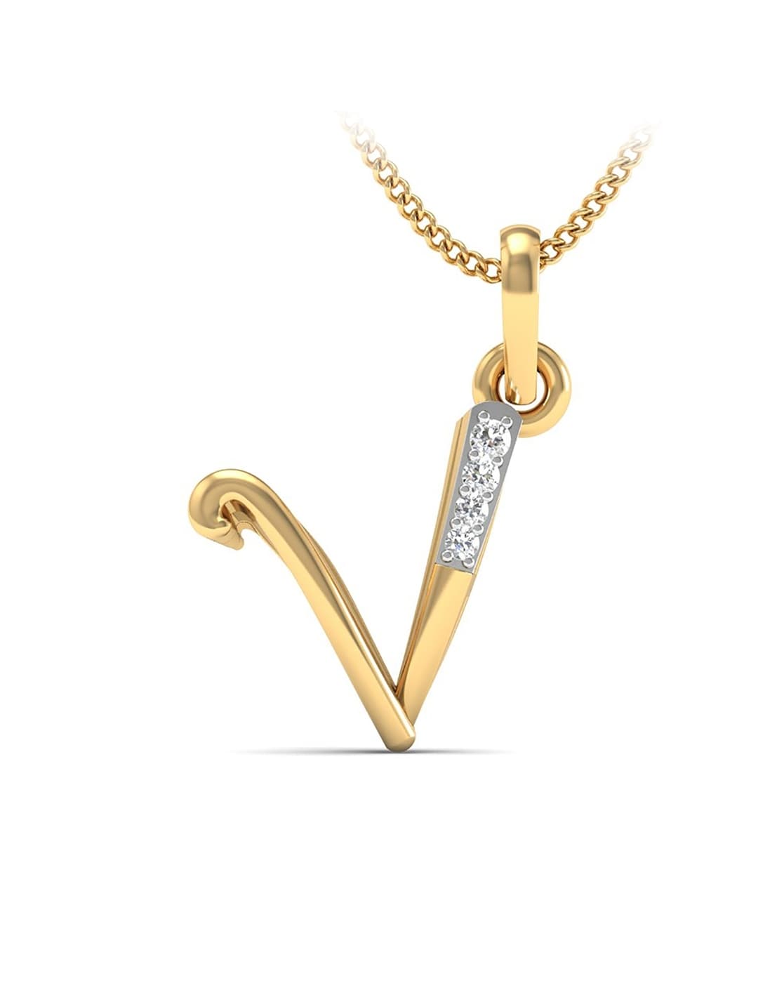 10k Yellow Gold Diamond Letter V Pendant 0.33 Ctw