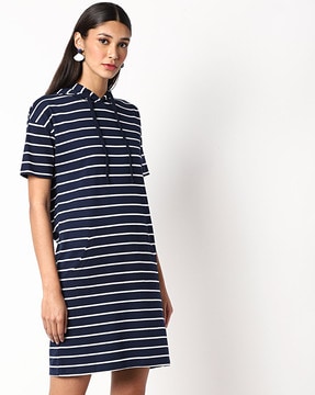 striped hooded dress