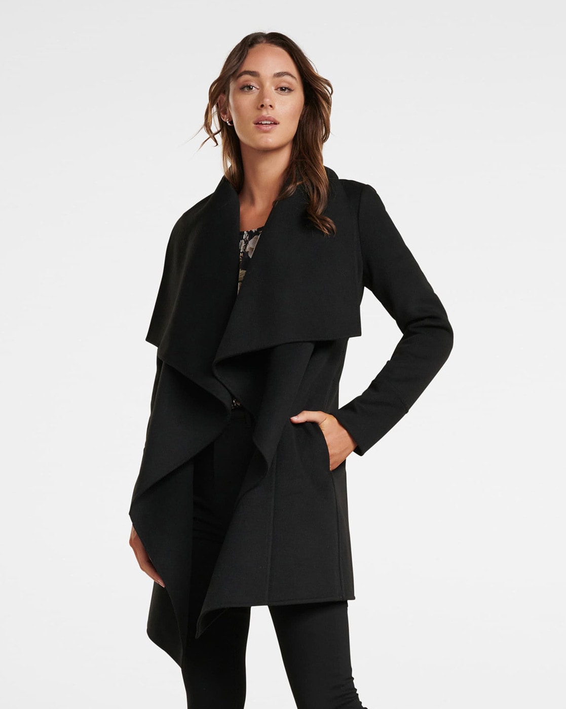 black open front coat