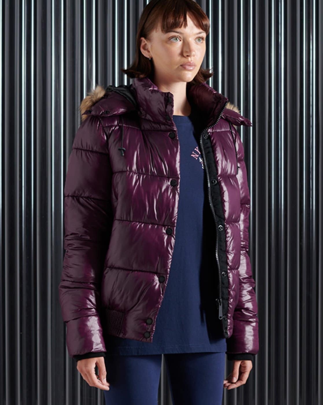 Diamond-quilted padded jacket Farfetch Women Clothing Jackets Puffer Jackets Purple 